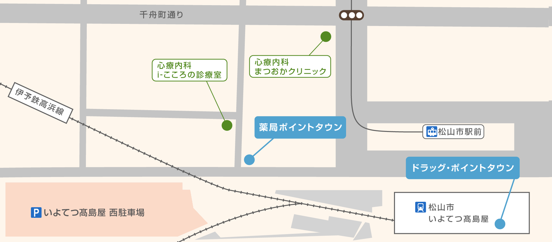 松山市駅周辺マップ